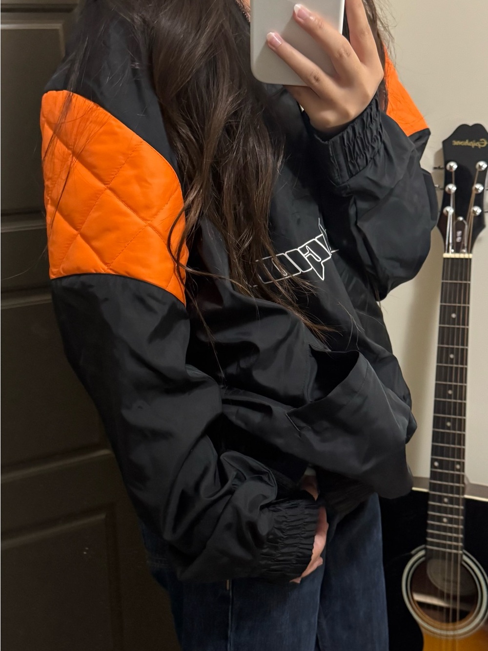 True Religion Black and Orange Winter Jacket/Sweater